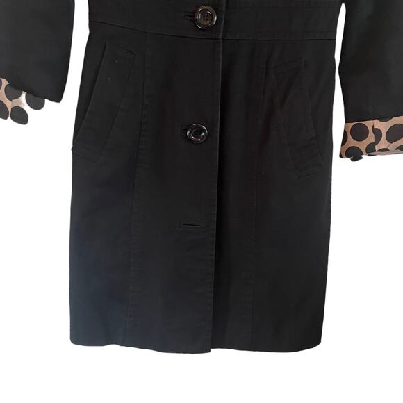 H&M Women Coat 4 Black Contrast Lining Trench Long Line Stylish Jacket Chic - Picture 7 of 11